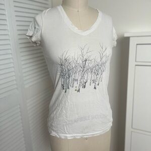 White Graphic V-neck Tee